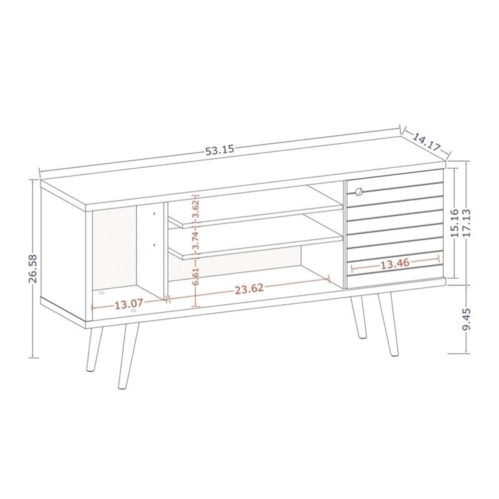 BOWERY HILL 3-Shelf Solid Wood TV Stand for TVs up to 50 Inches - White/Brown Finish - Perfect for Living Room, Bedroom & Home Entertainment Center