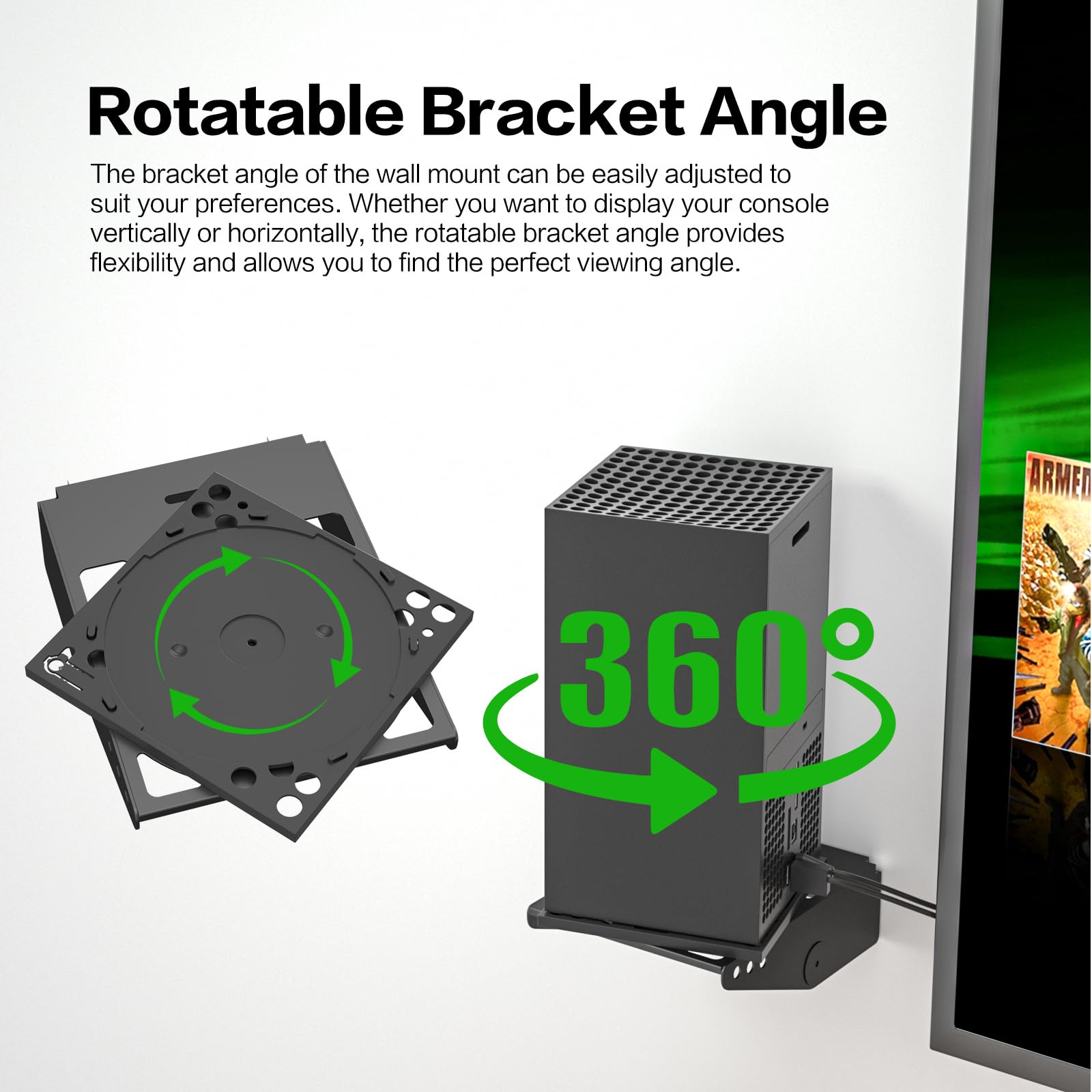 Xbox Series X Wall Mount Kit - Secure Wall Bracket for Xbox Series X Console with Controller & Headset Holder - Perfect for Gaming Setup & Space Saving