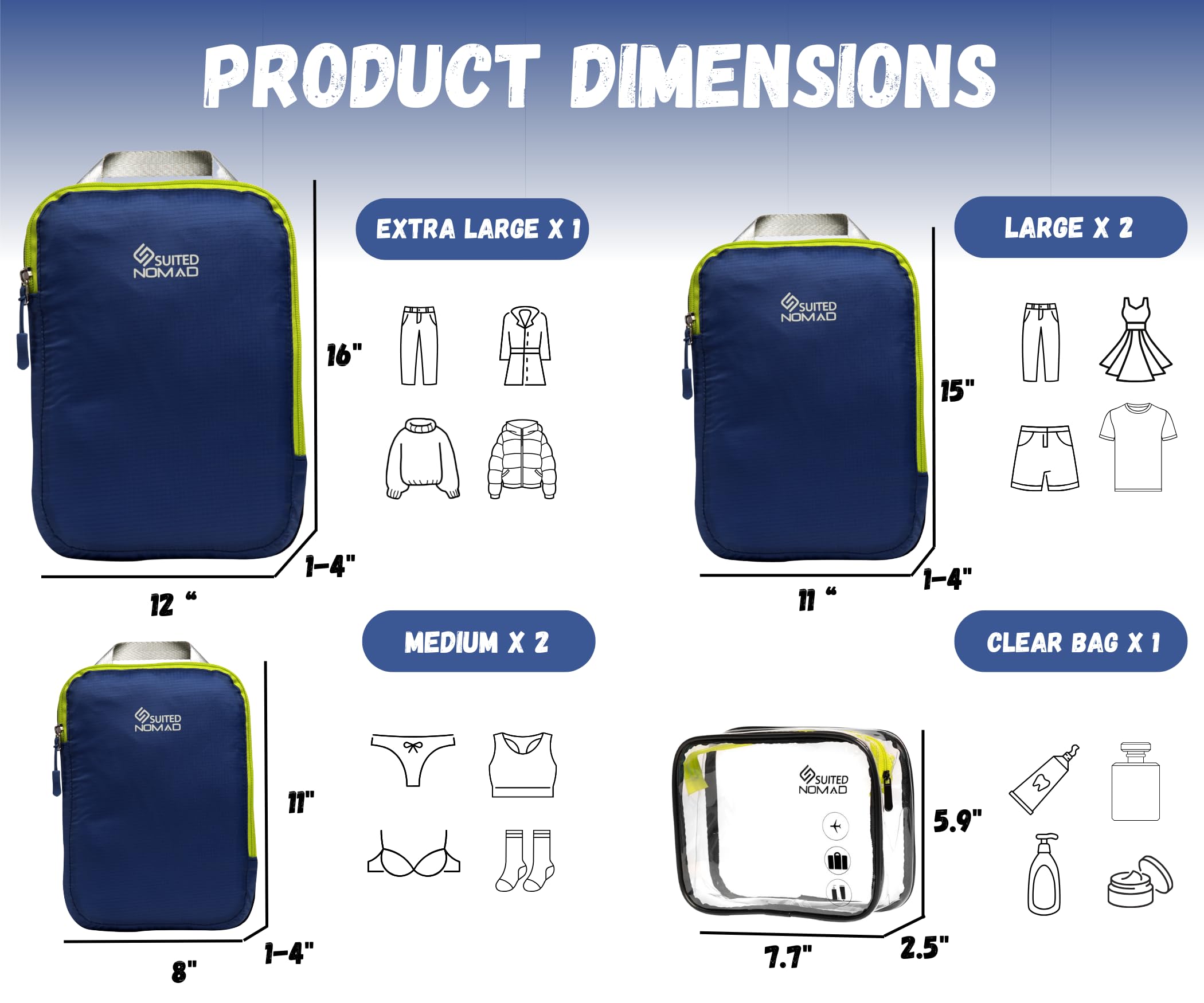 Ultralight 6-Piece/3-Piece Compression Packing Cubes Set - Travel Organizer Bags for Suitcase & Backpack - Perfect for Business Trips, Vacations & Weekend Getaways