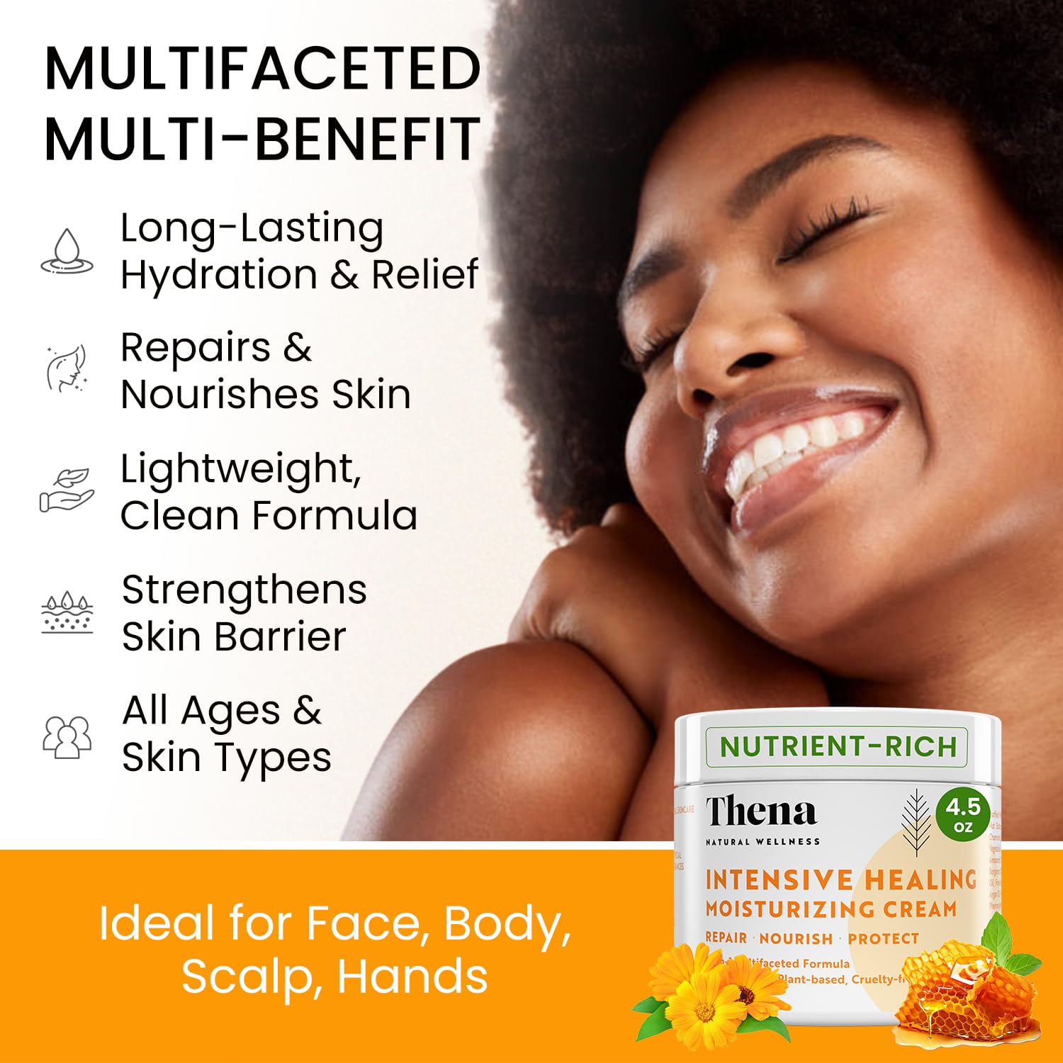 Thena Intensive Healing Moisturizer & Manuka Honey Cream 2-Pack Bundle - Deep Hydration for Dry, Sensitive Skin | Day & Night Face Cream for Women & Men