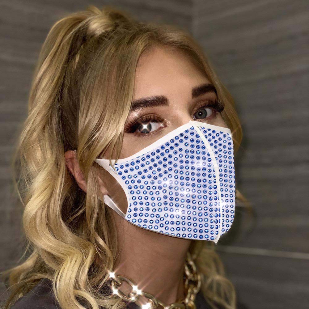 Sparkly Rhinestone Face Masks with Sequins - Glittering Masquerade Masks for Halloween, Ball Parties, Nightclub & Rave Festivals - Elegant Costume Accessories for Women & Girls - Perfect for Mardi Gras, Cosplay & Themed Events