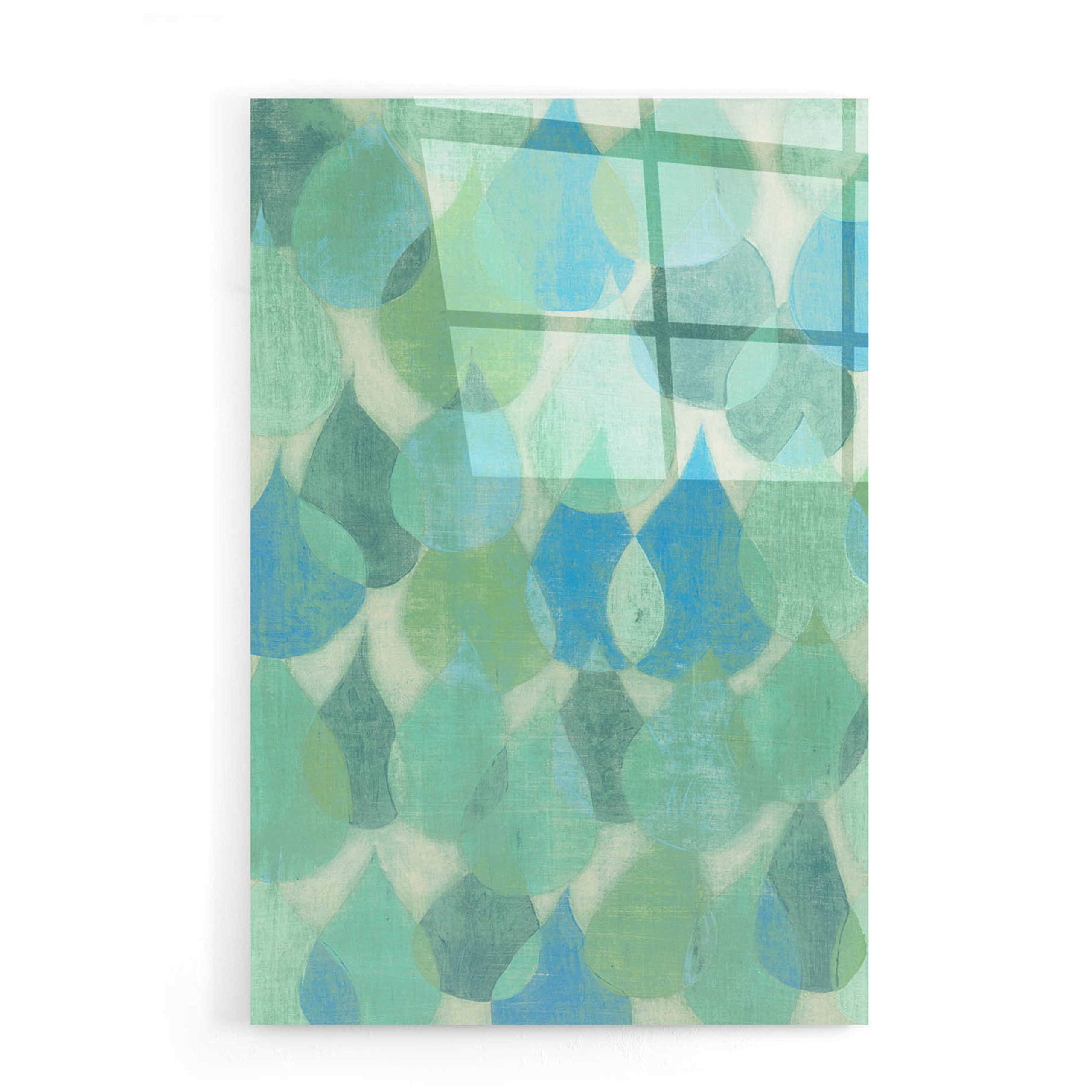 Grace Popp 'Rain Drops II' Acrylic Glass Wall Art - 16x24 Inches Modern Abstract Painting for Living Room, Bedroom & Office Decor