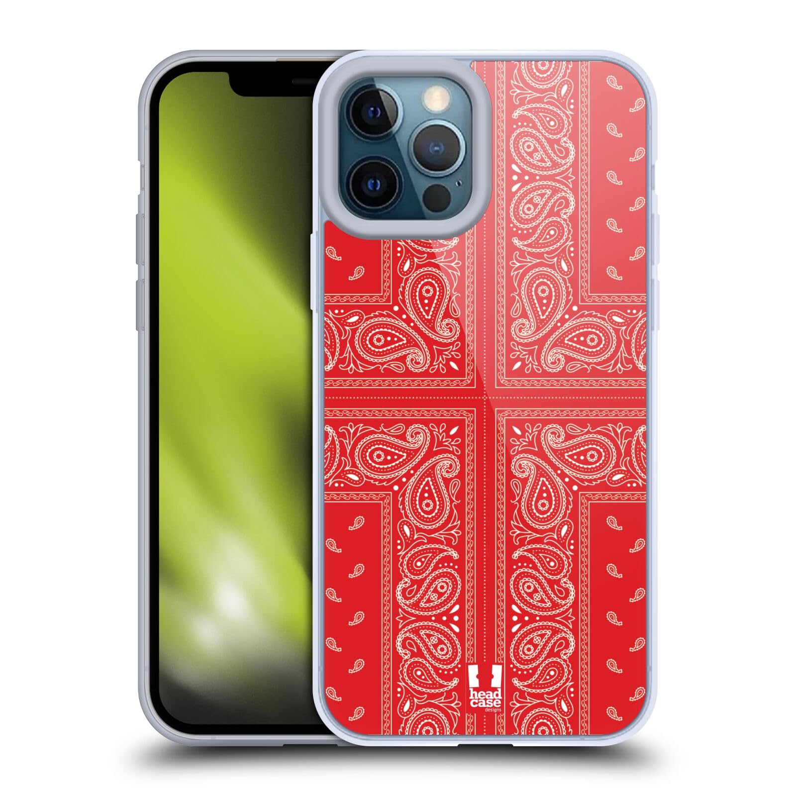 Head Case Designs Cross Red Classic Paisley Bandana Soft Gel Phone Case Compatible with Apple iPhone 12 Pro Max - Stylish Protection for Everyday Use, Travel & Outdoor Activities