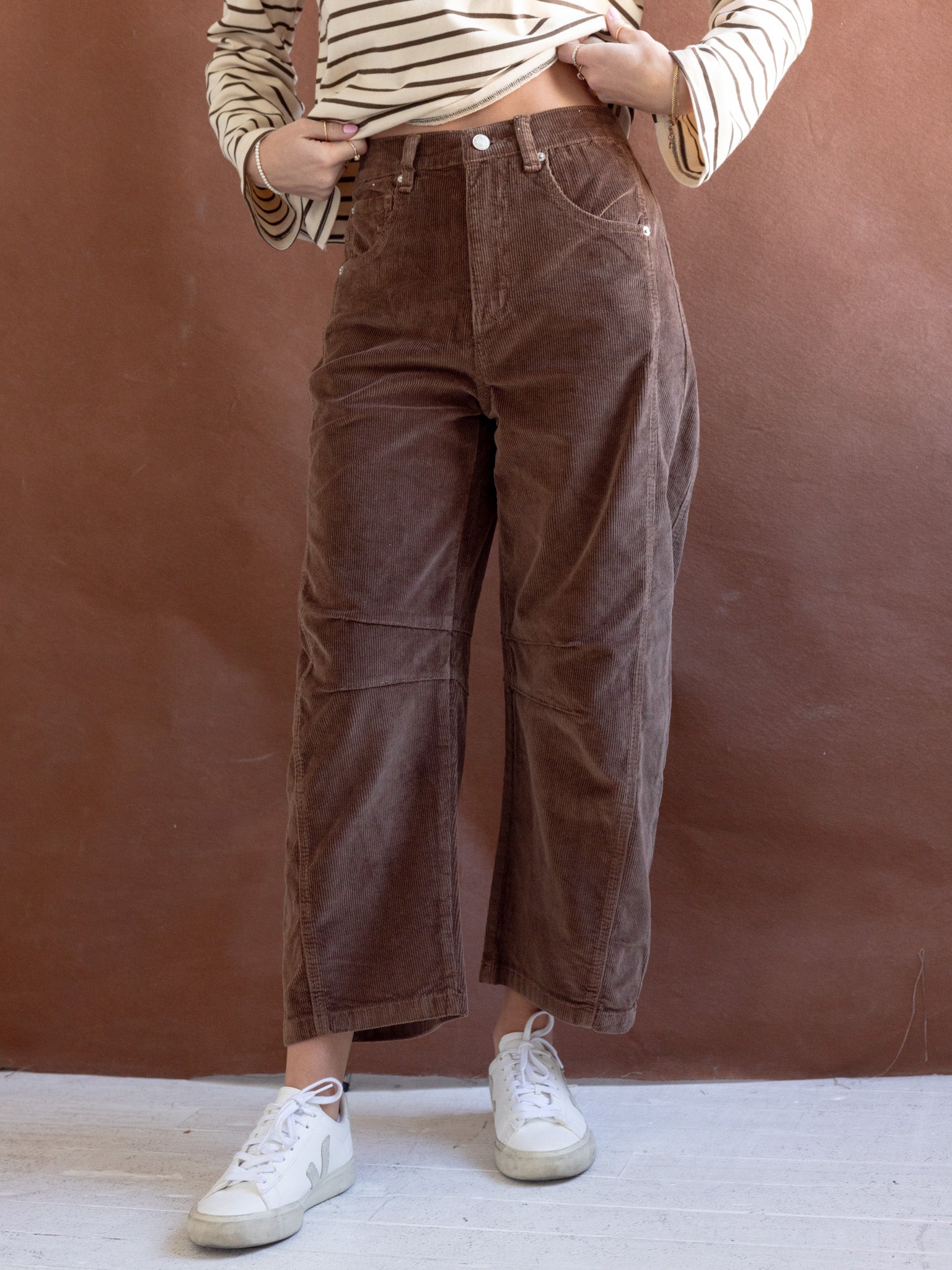 Brynn Women's Corduroy Pants - Soft Stretch High Waisted Wide Leg Trousers for Fall Winter | Casual Work Office & Weekend Outfits