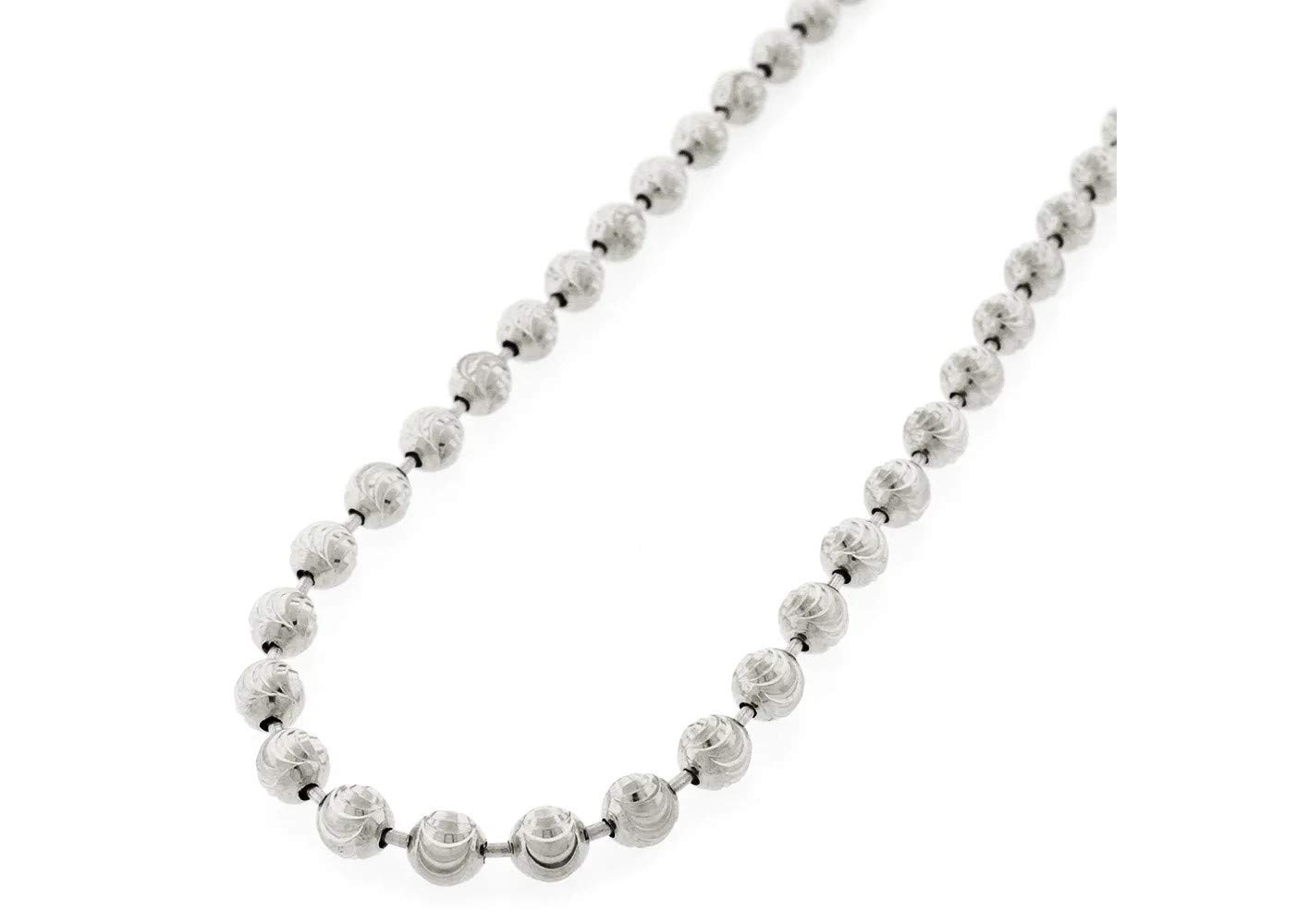 Verona Jewelers 925 Sterling Silver Moon Cut Bead Chain Necklace - 2MM 3MM 4MM Dog Tag Ball Link Necklace for Men & Women - Rhodium & Yellow Gold Plated Beaded Necklace (16-36 Inch) - Perfect for Everyday Wear, Gifts & Special Occasions