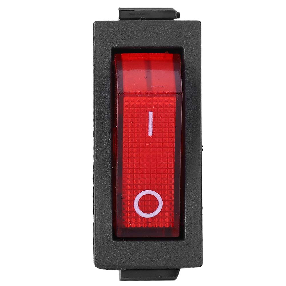 FTVOGUE 10-Pack 3-Pin Rocker Switch ON/OFF with Red LED - 2-Position Toggle Switch for Car, Boat, RV & Household Appliances | KCD3 Series Electronic Components | Perfect for Automotive Dashboards, Marine Control Panels & DIY Electronics Projects