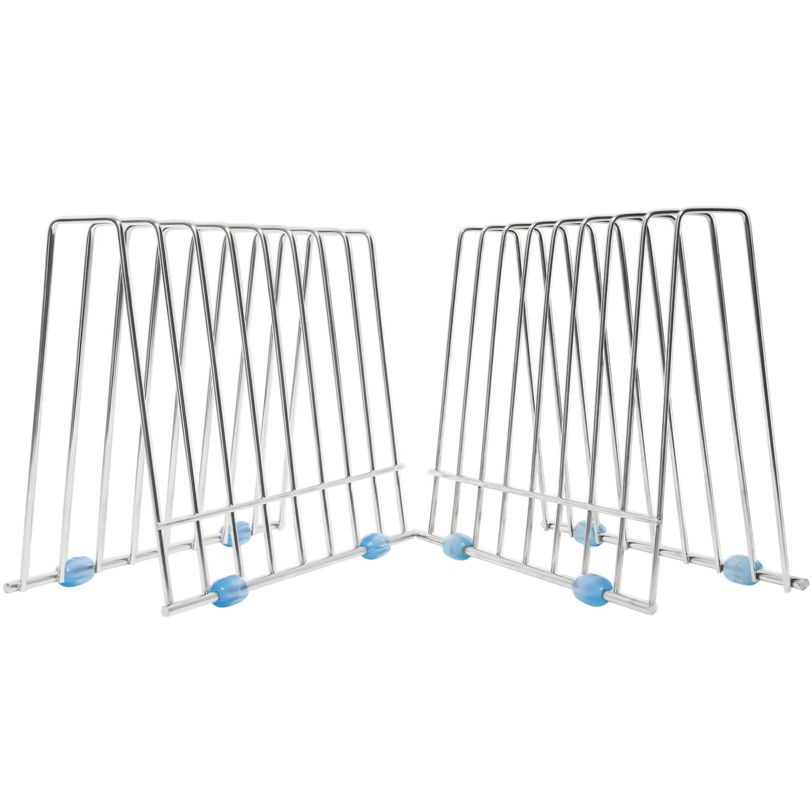 IDEATECH 2 Pack Reusable Storage Bags Rack - Stainless Steel Drying Stand for Food Storage Bags, File Organizer & Desktop Shelf (Silver) - Perfect for Kitchen, Office & Home Organization