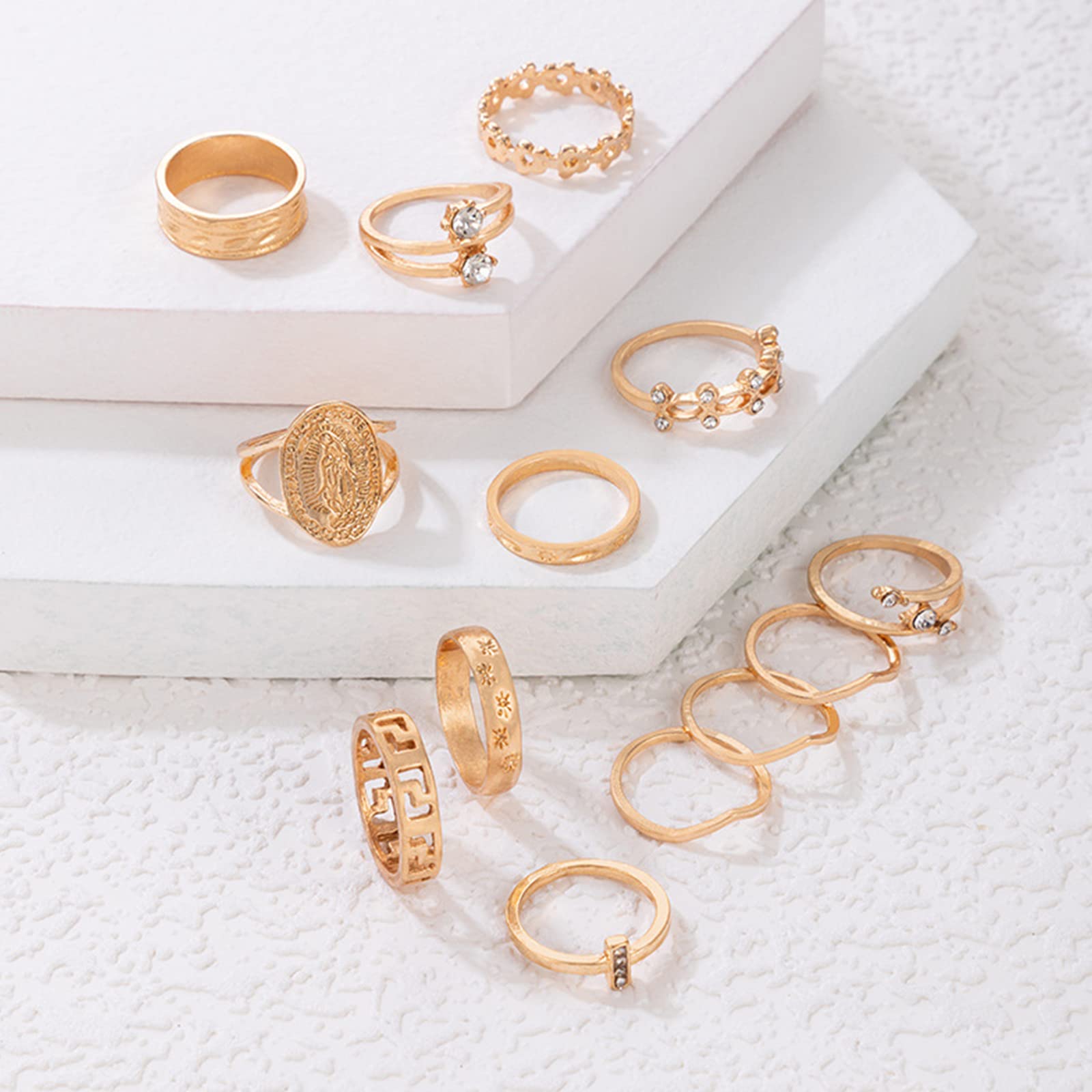 Trendy Gold Stackable Rings for Women - Star, Moon & Heart Knuckle Rings Set | Boho Jewelry Pack for Birthday Gifts, Easter Basket Stuffers | Perfect for Everyday Wear, Parties & Special Occasions