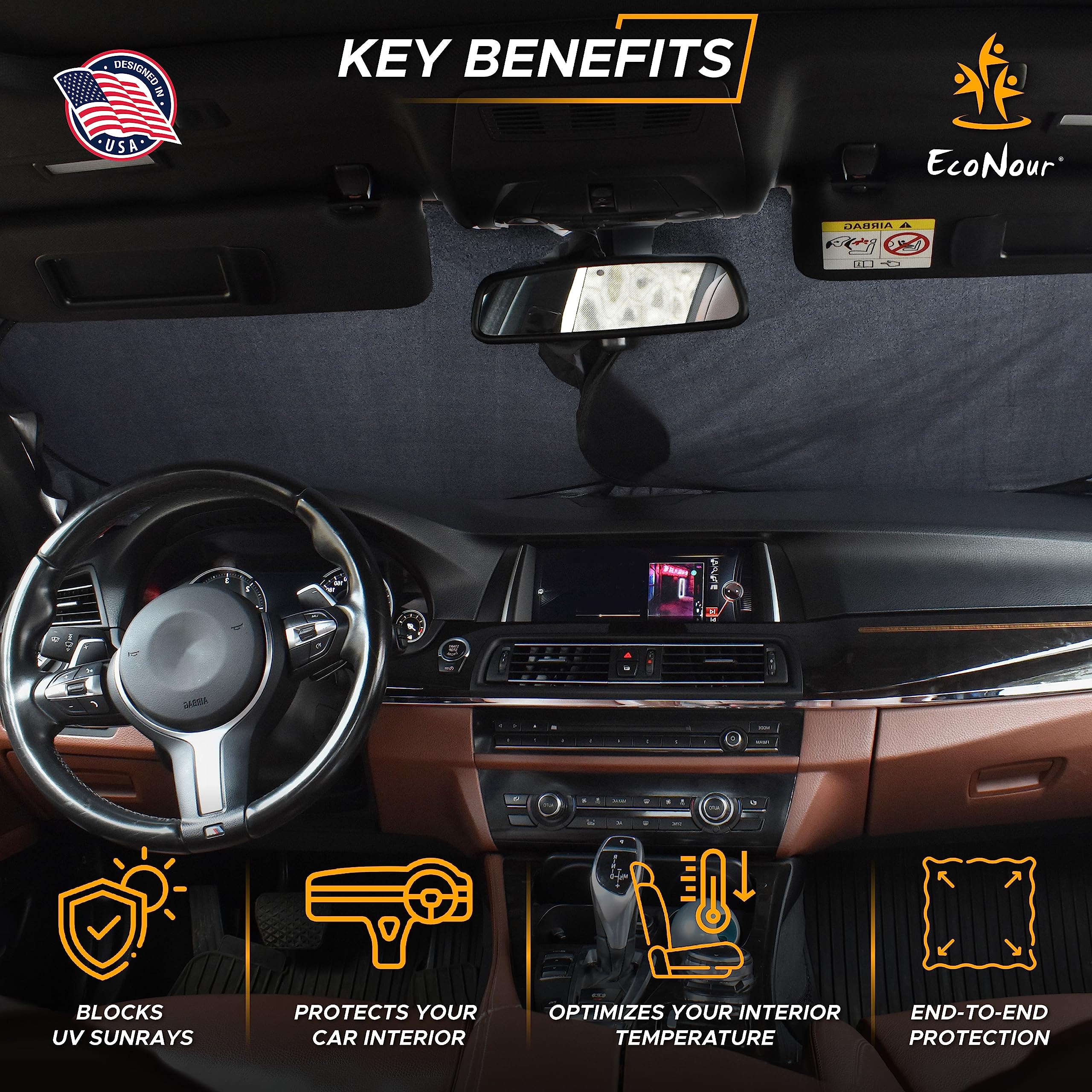 **Car Windshield Sun Shade & Window Screen (2-Pack, 36