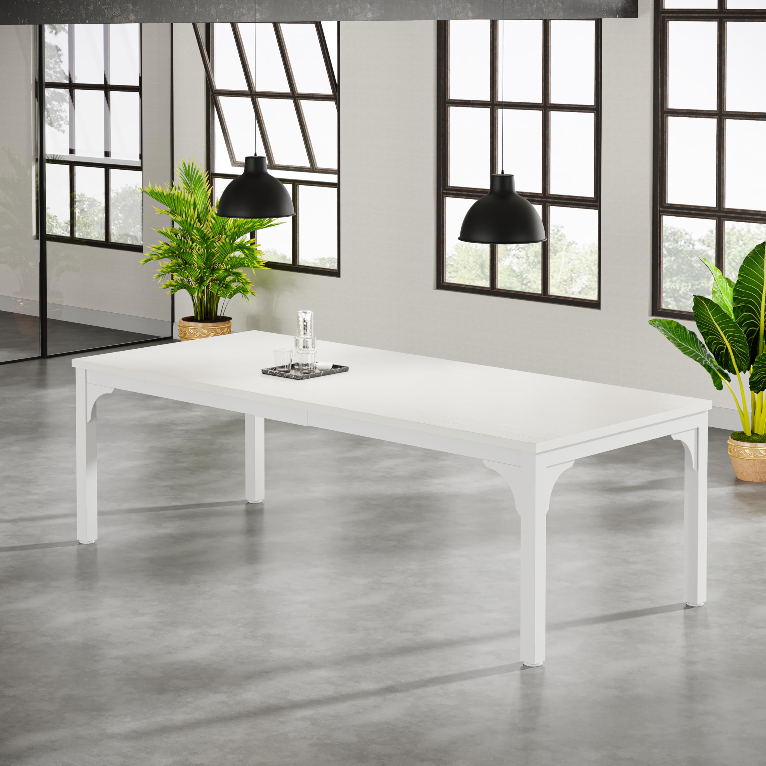 6.56 FT Large Rectangle Conference Table - Super Sturdy Meeting & Seminar Table for 6-8 People, White Business Desk - Perfect for Office Meetings, Team Collaboration & Conference Rooms