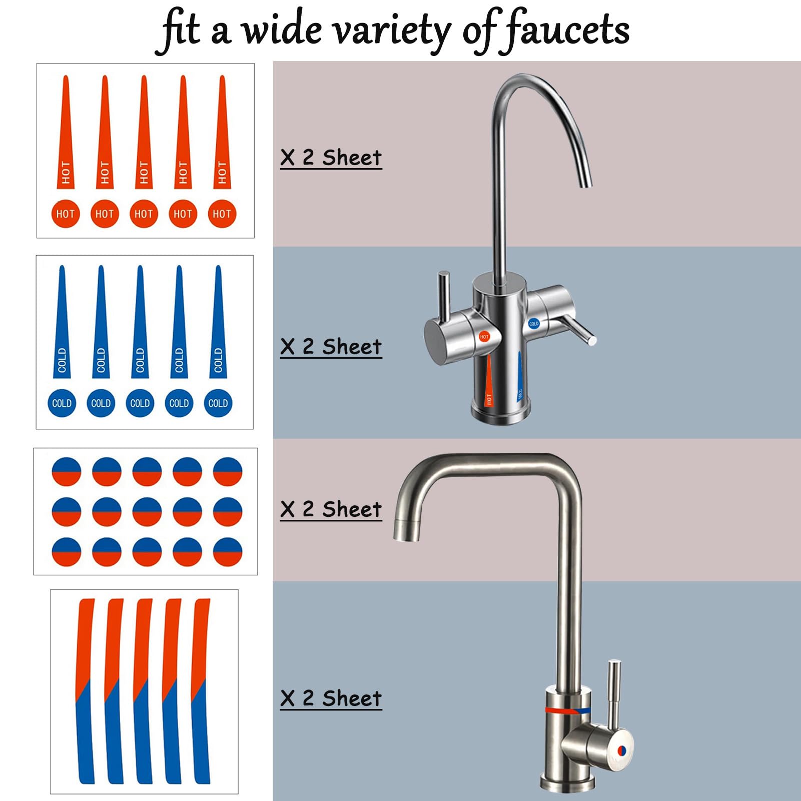 80 Pcs Waterproof Hot and Cold Faucet Stickers - Bathroom & Kitchen Temperature Indicator Labels for Sink, Hotel, School, Restaurant (Durable Adhesive for Easy Identification) - Perfect for Home, Office, and Commercial Use
