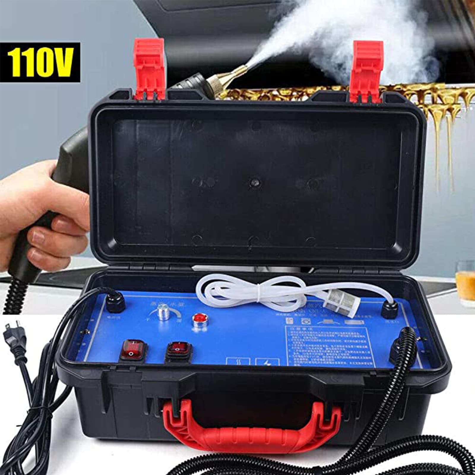 XYEJL Heavy Duty Steam Cleaner 1700W, High Temperature & High Pressure Multi-Purpose Steamer with Accessories - Perfect for Cars, Kitchens, Bathrooms, Furniture & Air Conditioners - Deep Clean Grease, Oil Fume & Tough Stains - Ideal for Home, Garage & Commercial Use (110V)