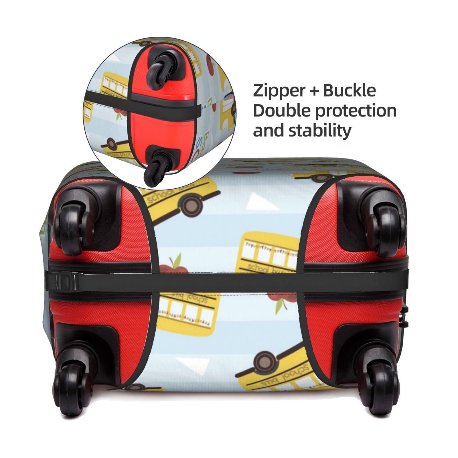 Elastic Luggage Cover for 18-32 Inch Suitcases - School Bus Design Travel Suitcase Protector with Hidden Zipper | Perfect for Back to School, Air Travel & Vacation Accessories