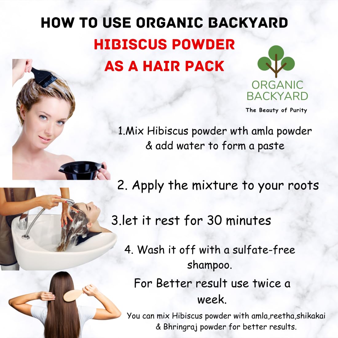 Organic Backyard 100% Natural Hibiscus Powder Combo - 100g x 2 Pack for Hair Growth & Scalp Care | DIY Hair Masks, Natural Hair Dye & Herbal Hair Treatment for Shiny, Stronger Locks