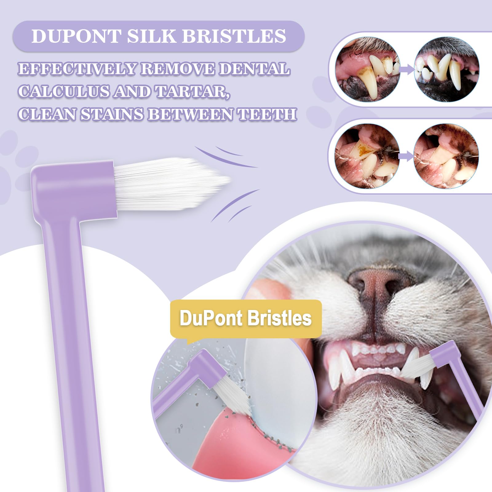 Premium Cat Toothbrush & Dental Care Kit with Teeth Whitening Tracker - Gentle Brushes for Easy Oral Hygiene & Gap Cleaning - Perfect for Daily Cat Teeth Cleaning & Fresh Breath Maintenance