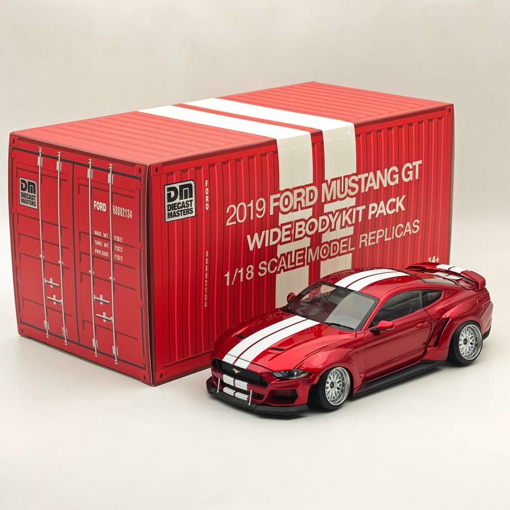 2019 Ford Mustang GT 1/18 Scale Diecast Model Car with Widebody Kit - Red RHD Collectible for Car Enthusiasts | Perfect for Display, Gifts, and Hobby Collections