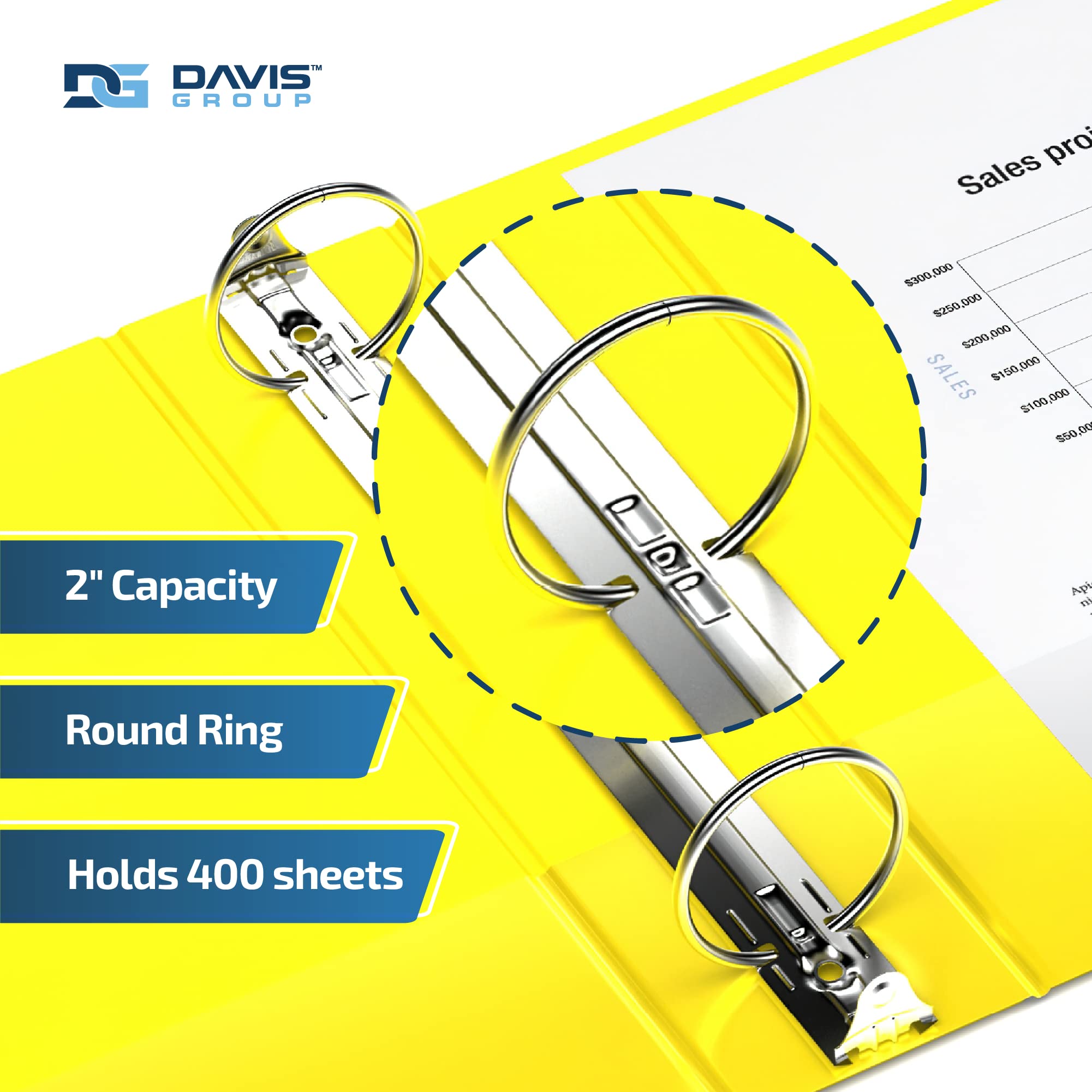 Premium 2-Inch 3-Ring Binders - 6 Pack Colored Round Ring Notebooks for School, Office & Home Organization - Ideal for Students, Teachers & Professionals - Yellow