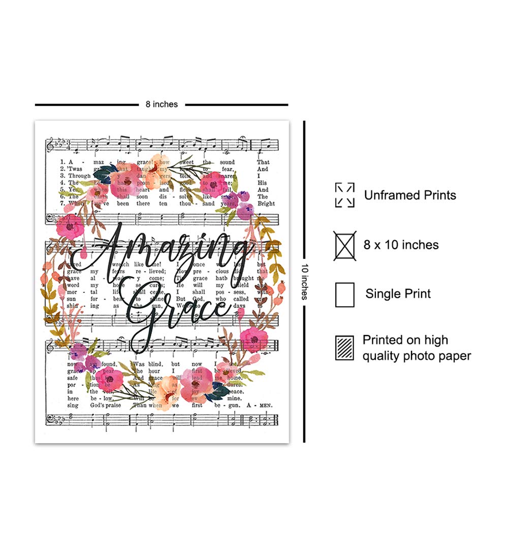 Amazing Grace Sheet Music & Quote - Printable Music Wall Decor - Inspirational Christian Wall Art - Religious Home Gifts - How Sweet The Sound - Perfect for Church, Bedroom & Office Decor