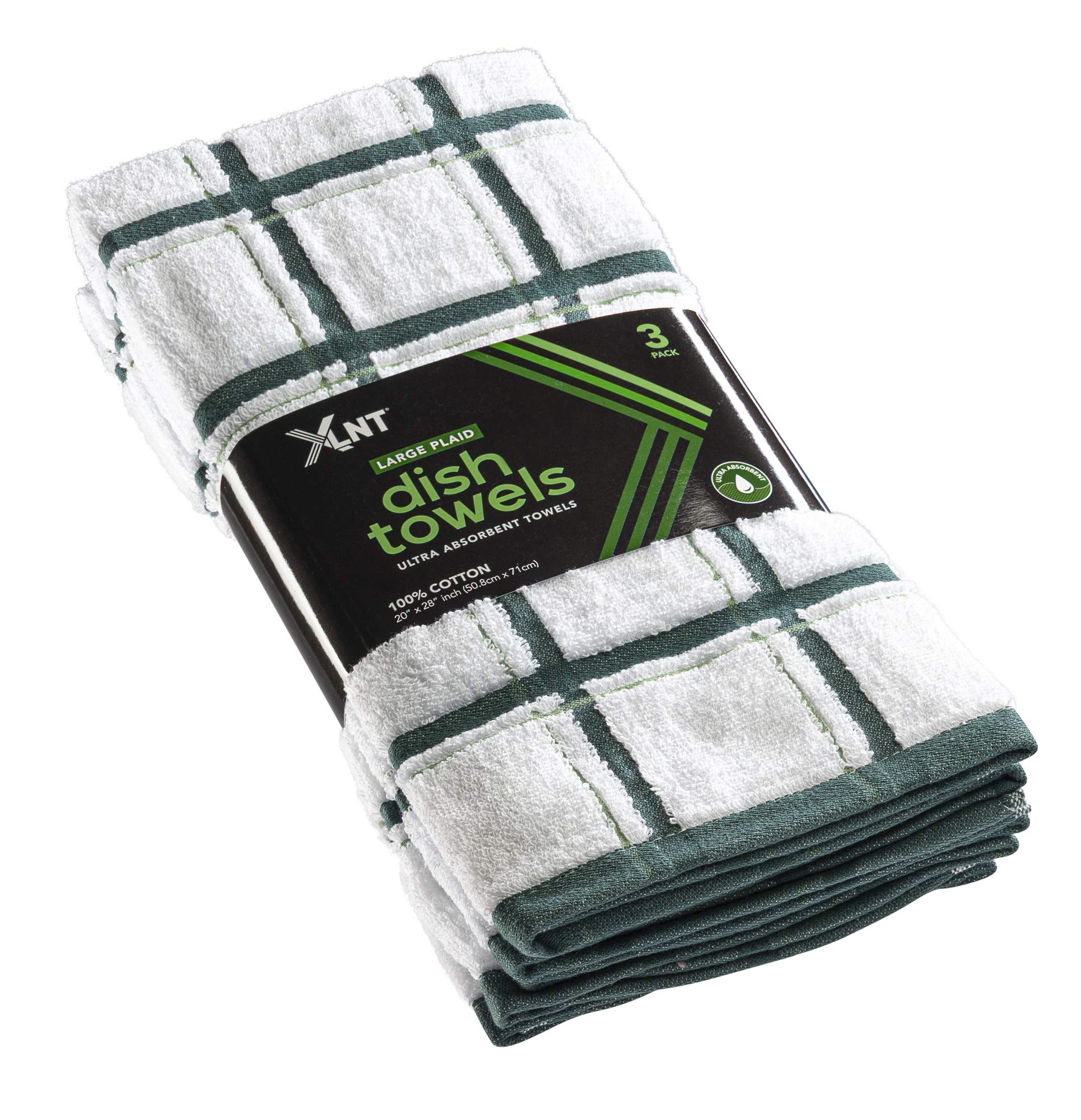 XLNT Premium 12-Pack Large Kitchen Towels - 100% Cotton Ultra Absorbent Dish Towels (20