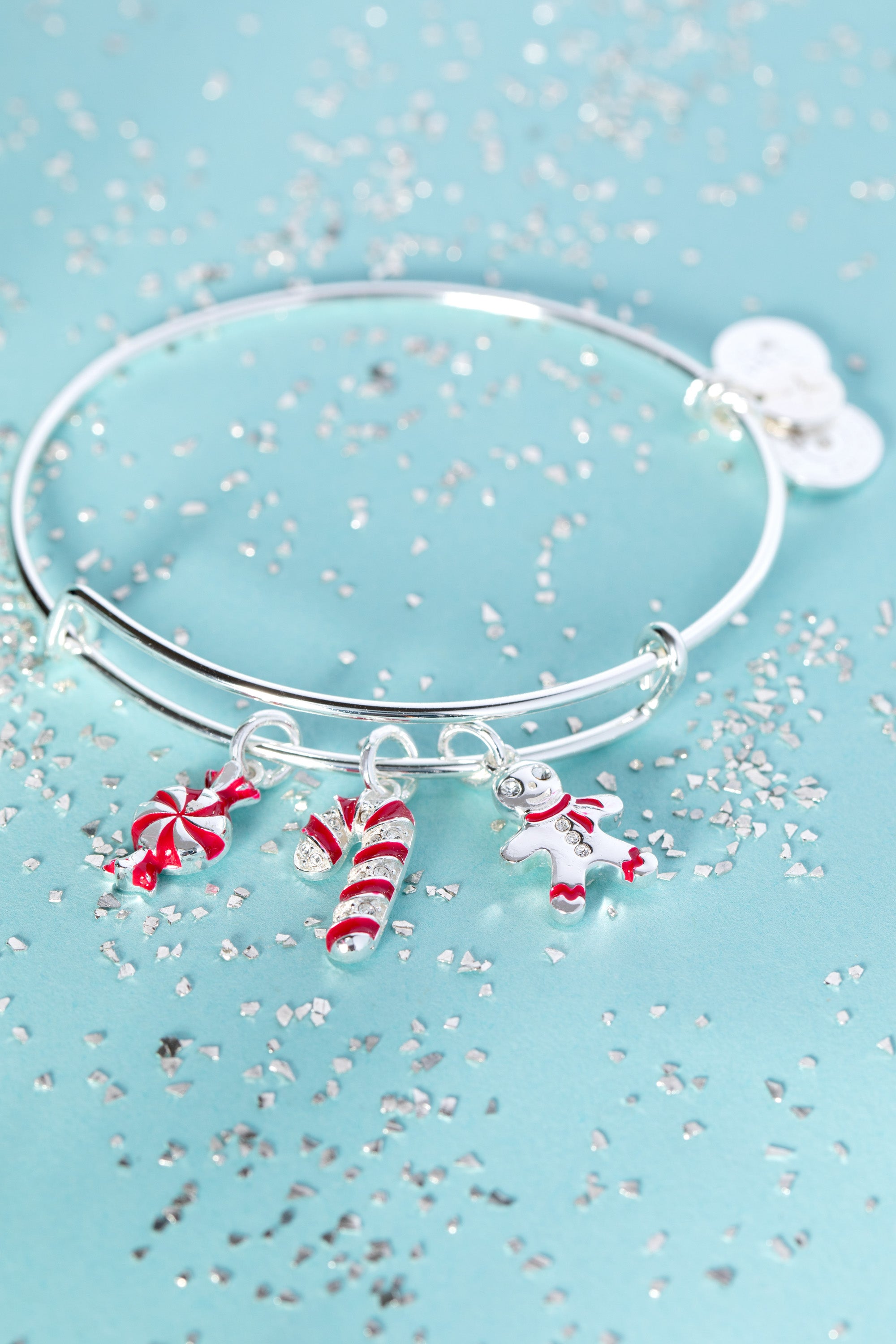 Festive Holiday Candy Cane Charm Bangle Bracelet - Christmas Party Jewelry Gift for Women & Girls - Perfect for Xmas Celebrations, Office Parties & Stocking Stuffers