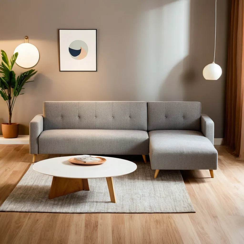 L-Shaped Fabric Sofa - Modern Sectional Couch for Living Room, Small Space & Apartment | Comfortable Upholstered Lounge Furniture for Home, Office & Entertainment Areas