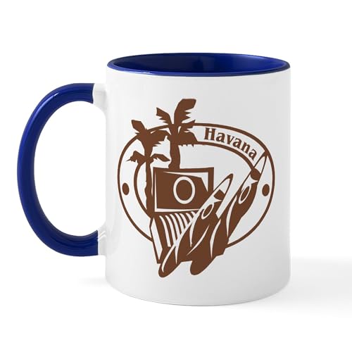 White/Navy Inside - Havana Passport Stamp Mug