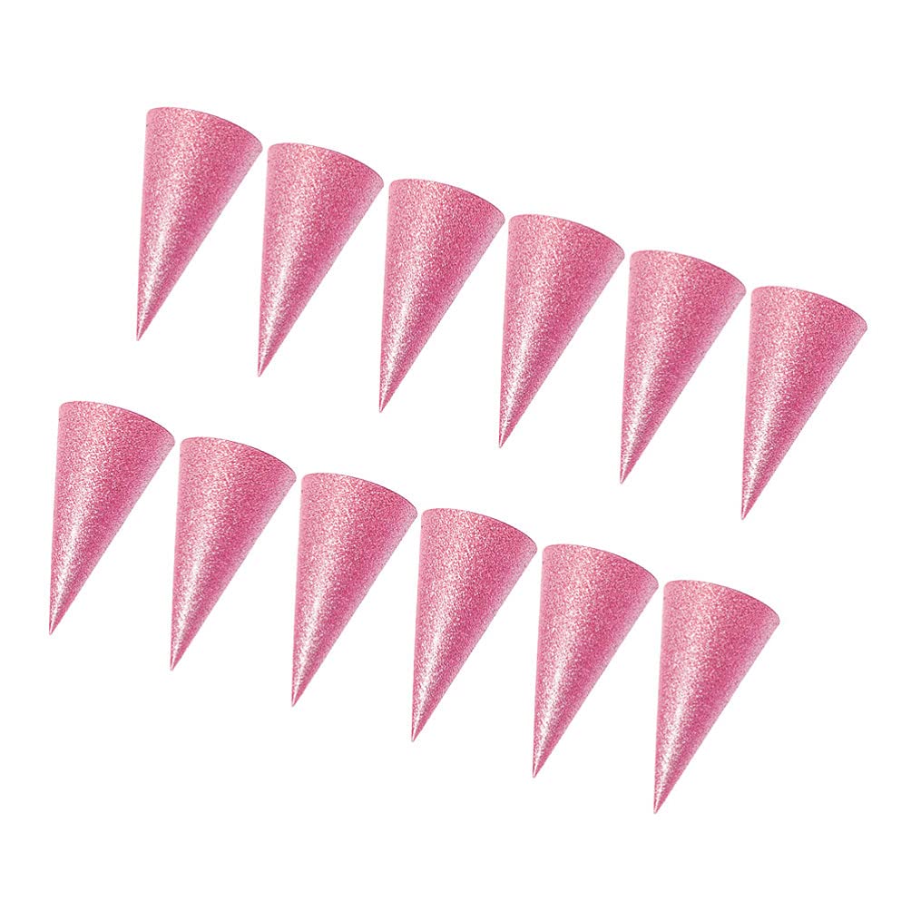 12PCS Glitter Party Hats for Kids & Adults - Shimmery Cone Birthday Hats for Women, Men, Girls & Boys - Pink Triangle Party Decorations for Birthday Celebrations, New Year Parties & Festive Events