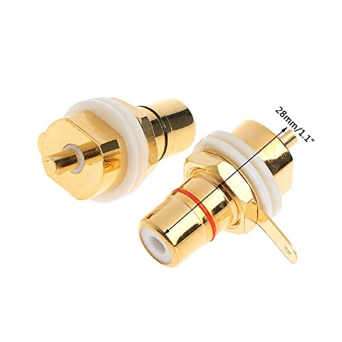 2-Pack CMC Gold Plated Copper RCA Female Phono Jack Panel Mount Chassis Connector - High-Quality Audio Equipment for Home Theater & Professional Studio Setup
