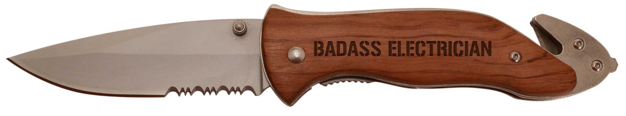 Custom Laser Engraved Stainless Steel Folding Survival Knife - Unique Gift for Electricians & DIY Enthusiasts - Perfect for Camping, Hiking & Emergency Preparedness
