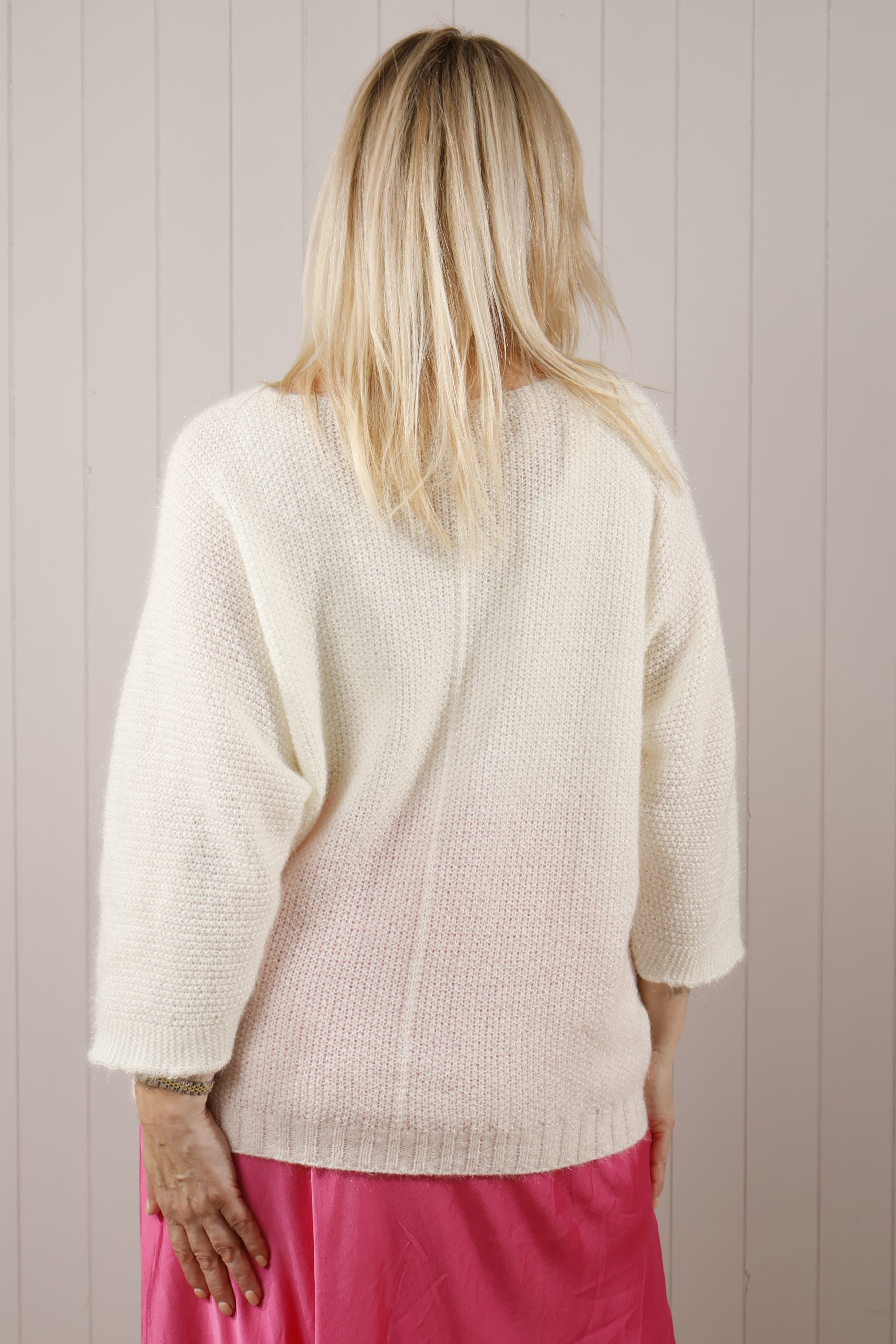 Bryony Brushed Knit Jumper Women's Soft Cream Sweater - Cozy Winter Pullover for Casual Outfits & Office Wear