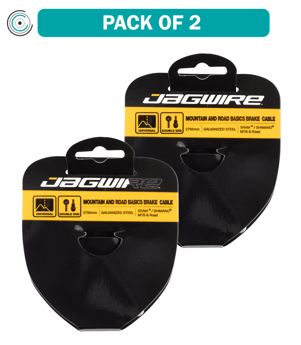 2 Pack Jagwire Basics Galvanized Tandem Brake Cable Set - Compatible with SRAM & Shimano Mountain/Road Bikes - Durable Braking Performance for Cycling Commuting & Off-Road Adventures