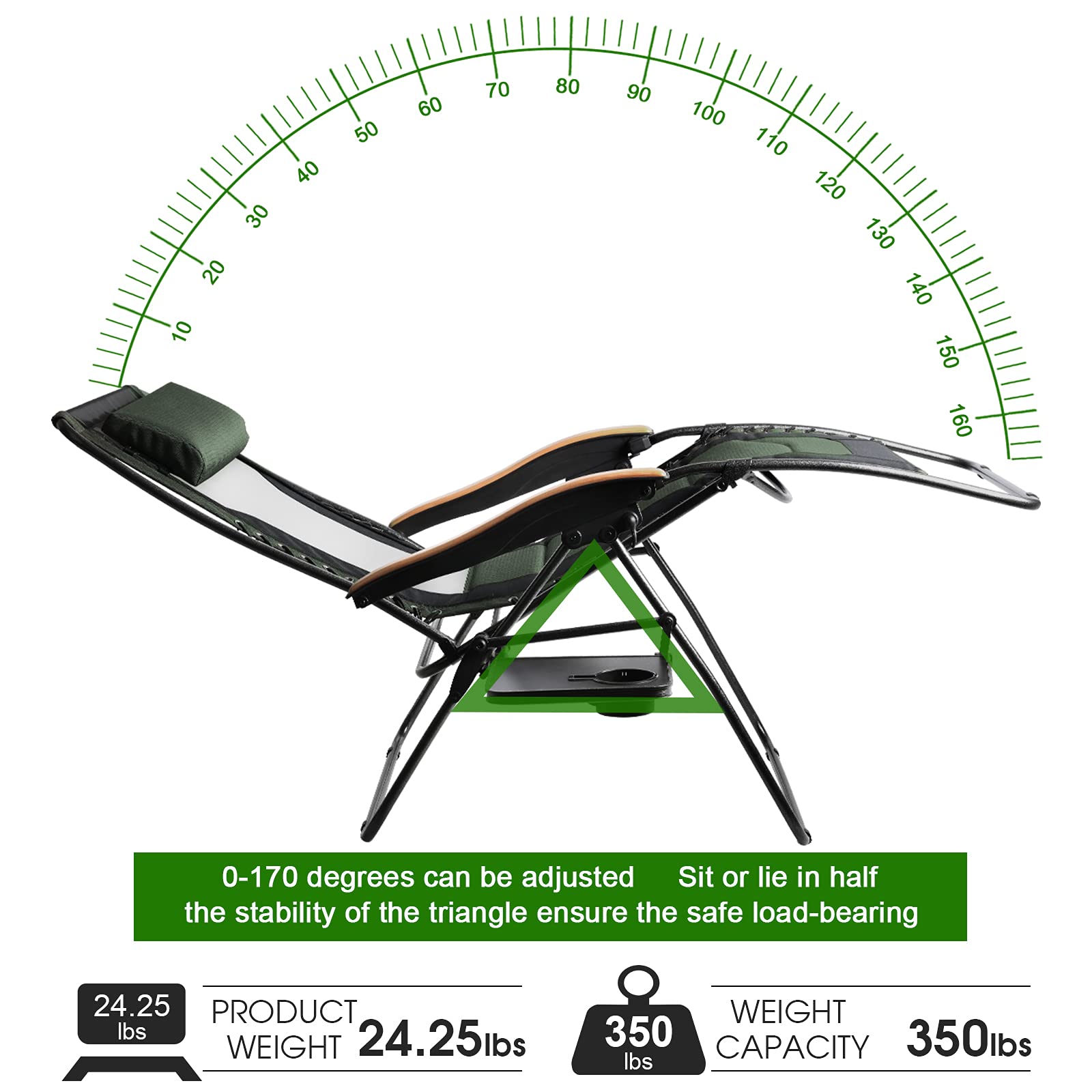 **Oversized Mesh Back Zero Gravity Reclining Patio Chair with XL Padded Seat, Adjustable Pillows & Cup Holder – Heavy Duty 350lbs Capacity for Poolside, Backyard, Lawn & Outdoor Relaxation**