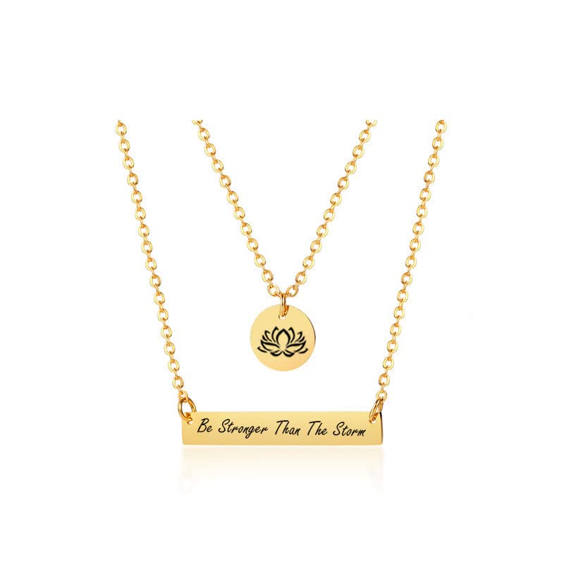 Personalized Inspirational Jewelry Necklace for Women - Stainless Steel Double Layer Lotus Pendant with Round Card Charm | Thoughtful Gift for Daughter, Sister, Wife & Best Friend | Perfect for Birthdays, Christmas & Special Occasions | Wear Daily, Office or Date Night
