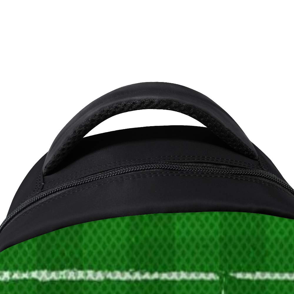 Kuizee 16 Inch Soccer Pop Art Backpack - Durable School Book Bag for College, Travel & Daily Use - Green Football Goal Design Rucksack | Perfect for Students, Commuters & Sports Fans
