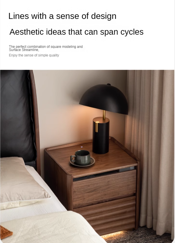 Black Walnut Solid Wood Nightstand - Minimalist Bedside Table for Bedroom, Living Room & Office | Durable & Stylish Storage Solution