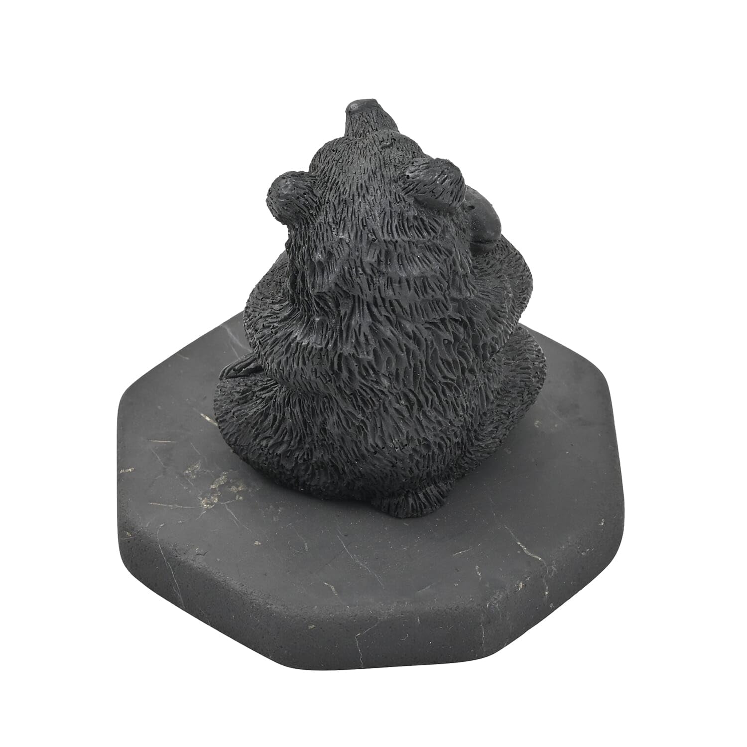 Authentic Shungite Bear with Fish Figurine - Handcrafted Home Decor, Living Room & Office Decoration | Spiritual Healing Stone for Positive Energy & Feng Shui