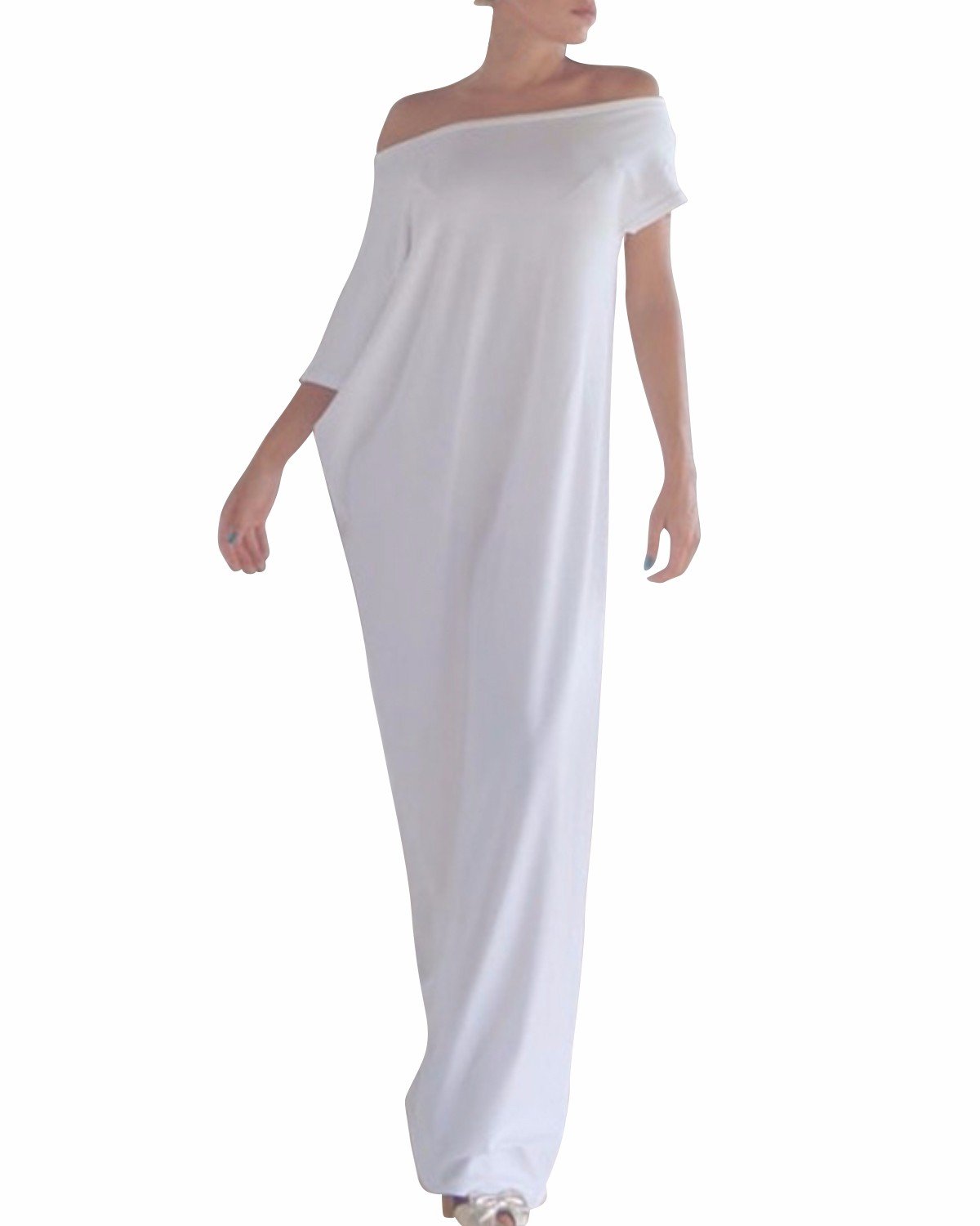 Kidsform Women's Off Shoulder Maxi Dress - Flowy Summer Beach Party Dress for Weddings, Vacations & Date Nights