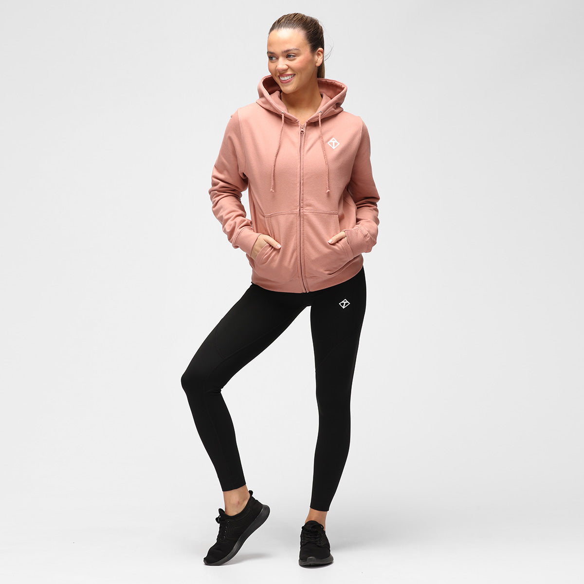 Dusky Pink Diamond Zoodie for Women - Cozy Fleece Hoodie with Pockets, Perfect for Lounge Wear, Outdoor Activities & Casual Fashion