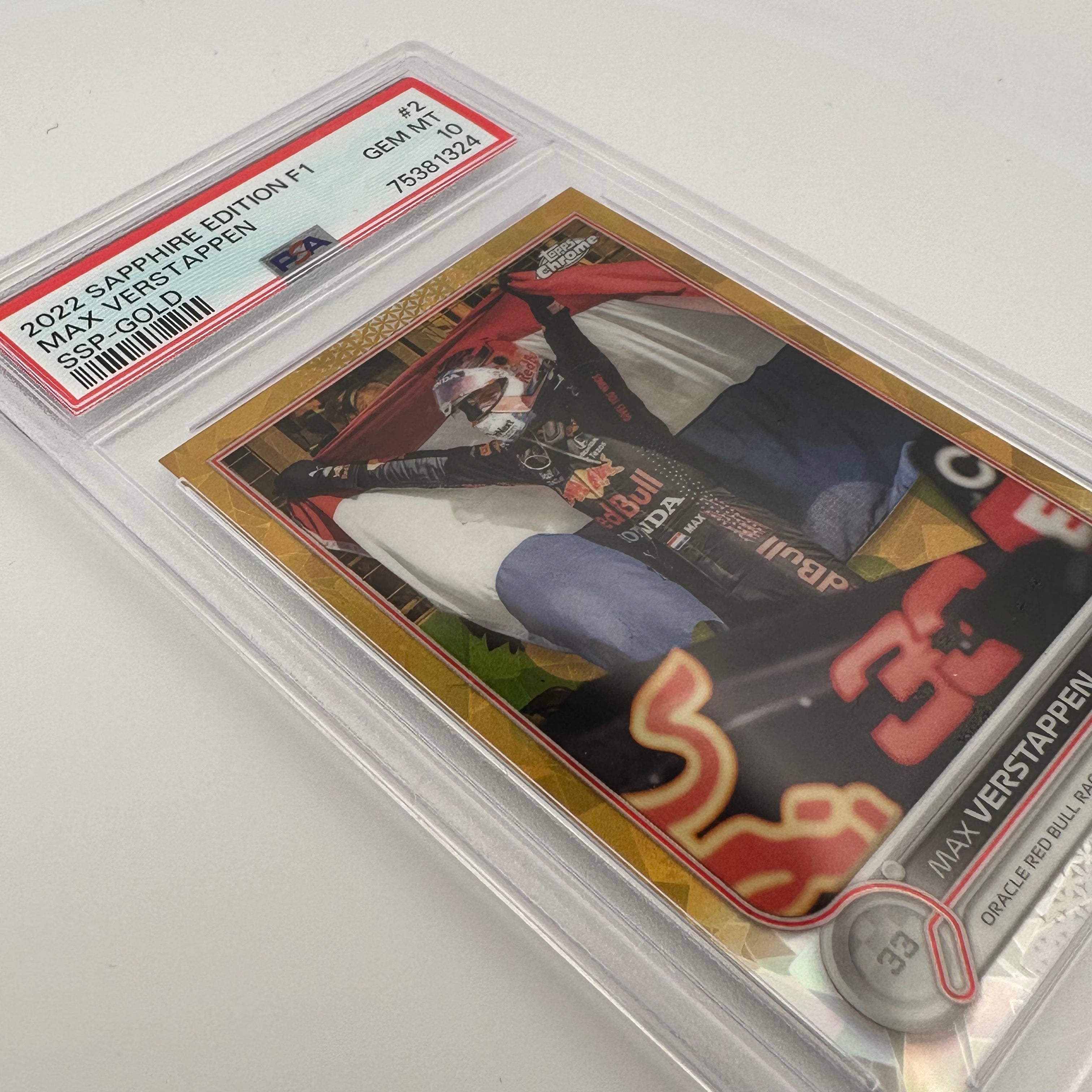 PSA 10 Graded 28/50 Max Verstappen #2 Sapphire Edition SSP Gold - Rare Collectible Trading Card for Sports Memorabilia & F1 Racing Fans