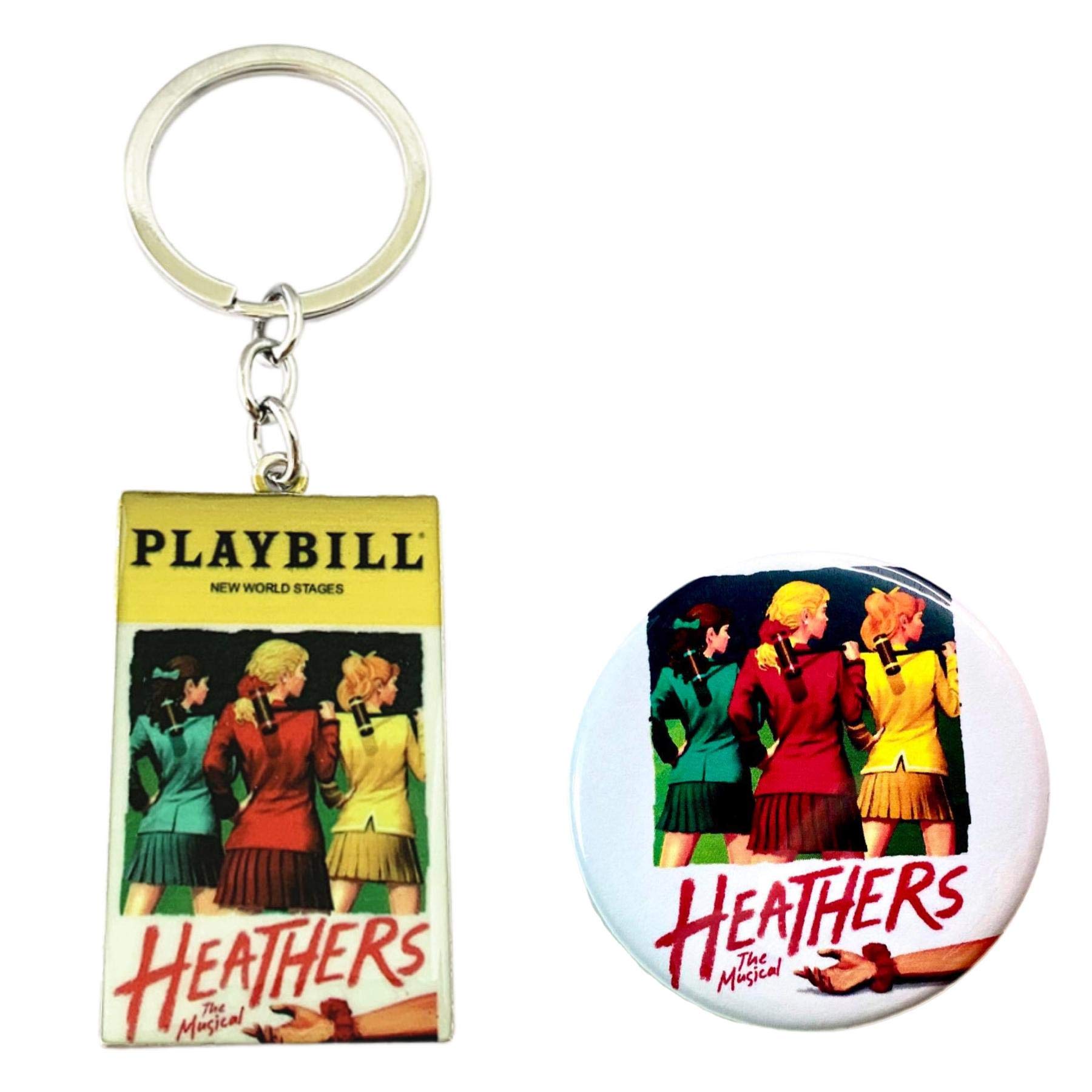Heathers Broadway Musical Keychain & Button Set - Theater Performance Drama Gift for Fans - Perfect for Cosplay, Collectibles, and Backpack Accessories