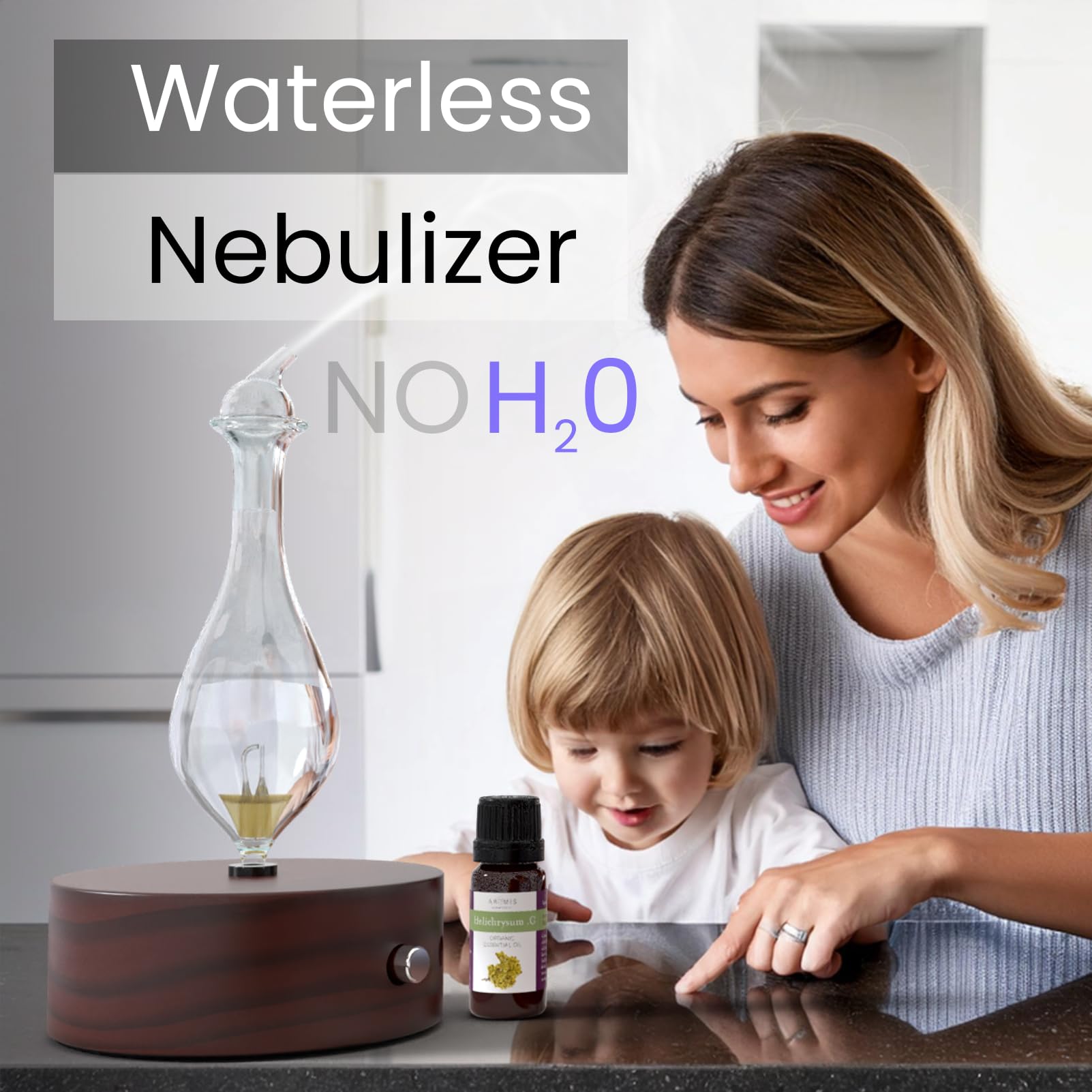 Solum Nox Merus Premium Wood & Glass Essential Oil Diffuser - Professional Grade Waterless Nebulizer for Aromatherapy - No Heat, No Plastics - Perfect for Home, Office & Spa Relaxation