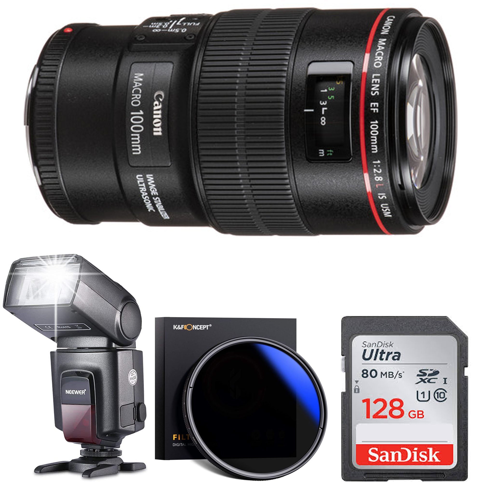 Canon EF 100mm f/2.8L Macro IS USM Lens with Accessories Kit - Professional Macro Photography for Portraits, Jewelry & Product Shots