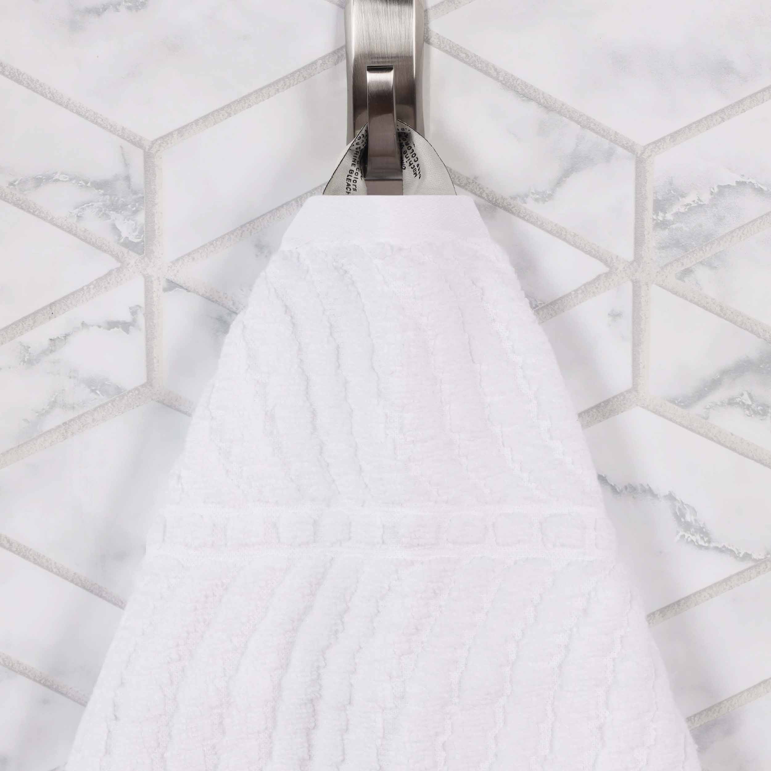 Premium Zero Twist Cotton Jacquard Chevron Face Towels - Set of 12 | Ultra Soft Bath & Hand Towels for Spa, Guest Bathroom & Luxury Home Decor