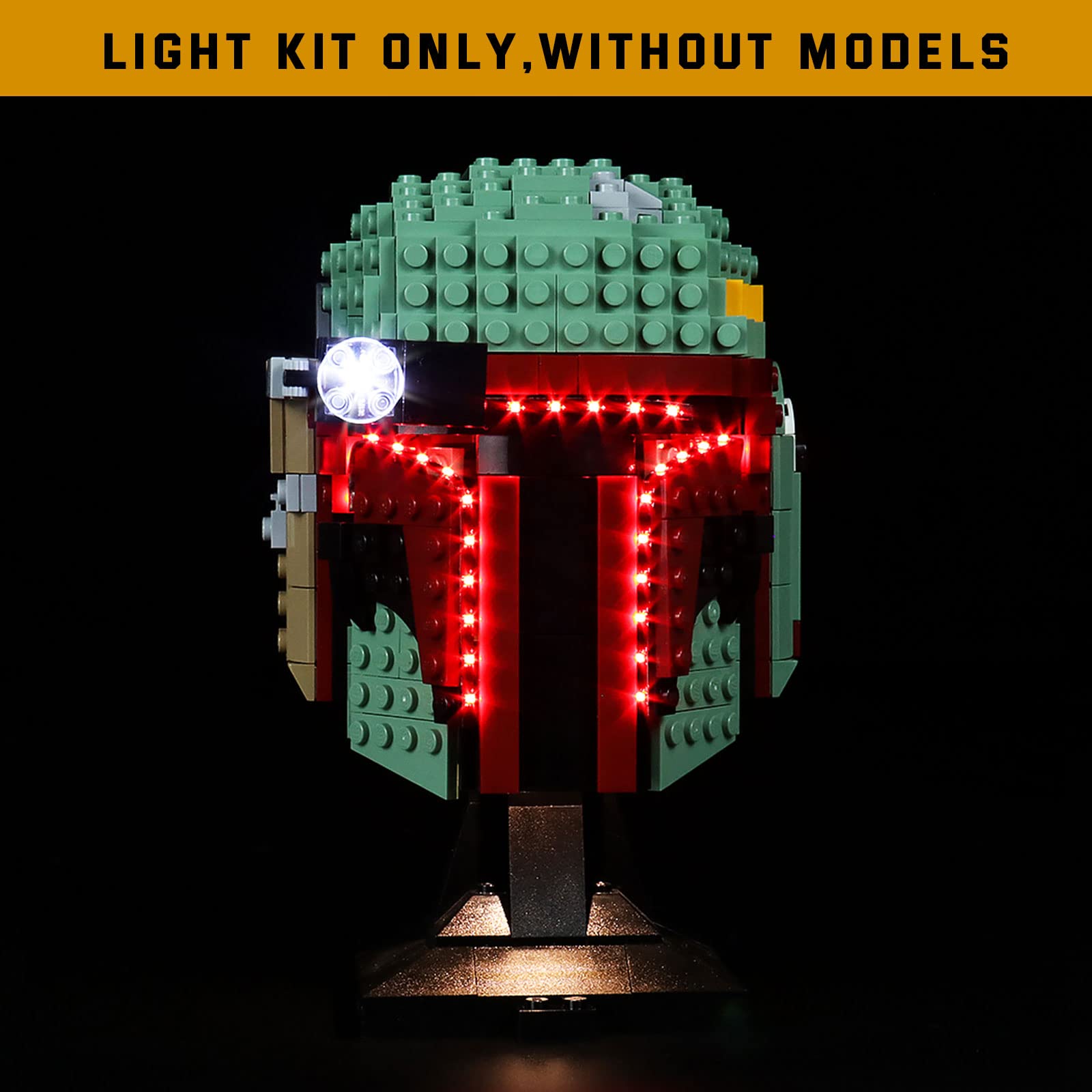 Bourvill LED Light Kit for Lego Boba Fett Helmet 75277 - Compatible with Lego Star Wars Building Set - Classic Version (Model Not Included) - Perfect for Display & Night Light Decoration