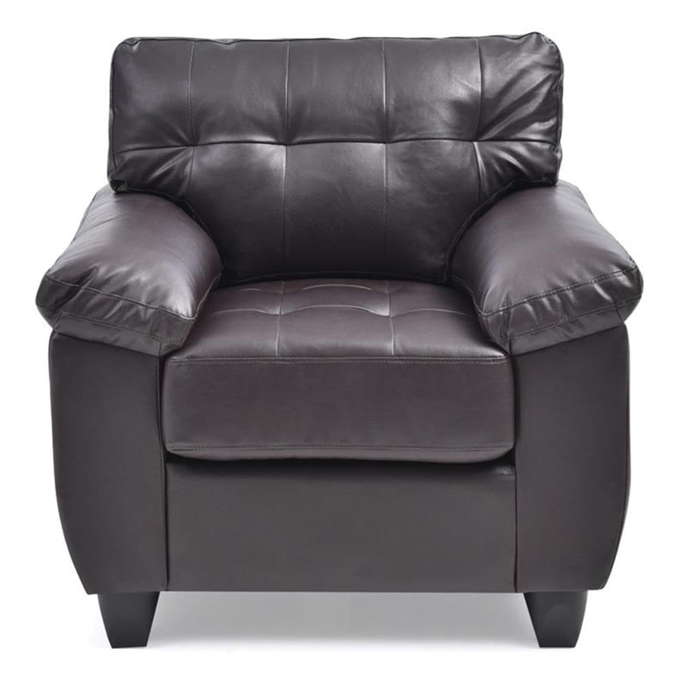Premium Faux Leather Accent Chair in Cappuccino Brown - Modern Living Room Seating for Home Office, Lounge & Reading Nook