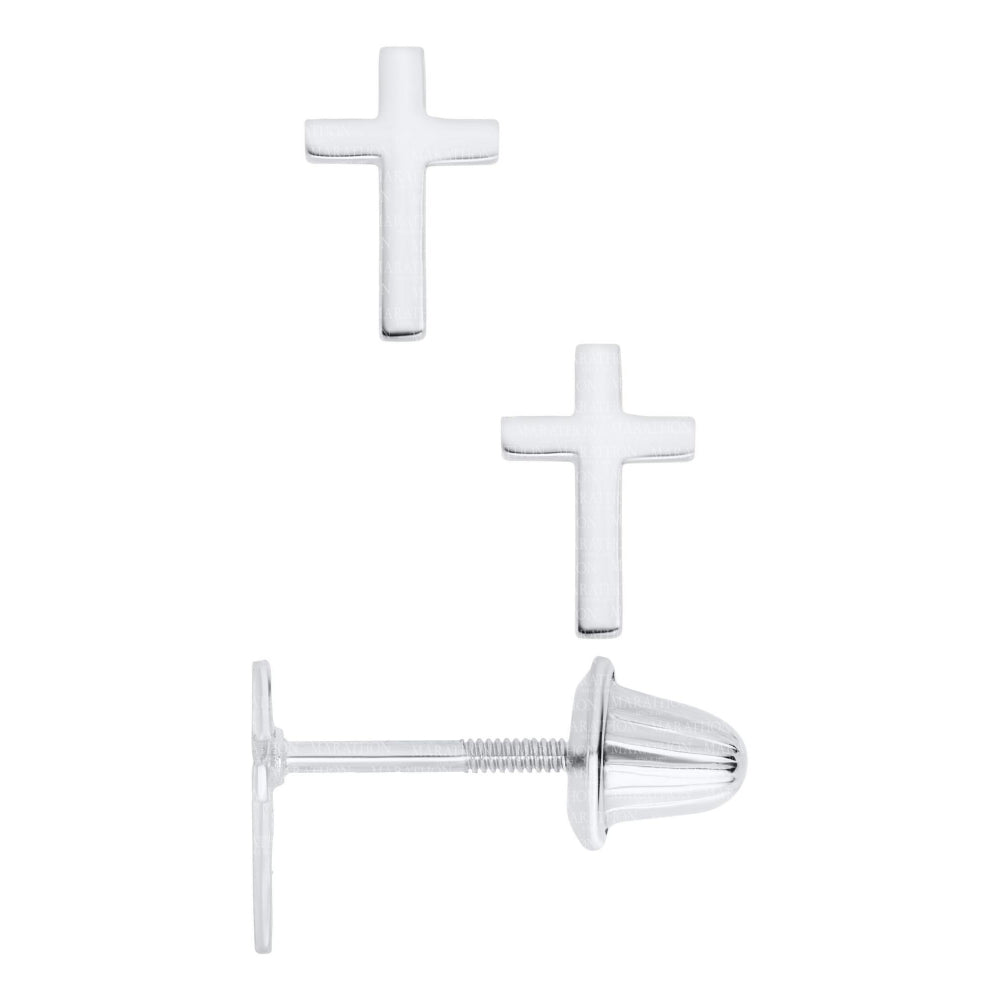 Sterling Silver Cross Stud Earrings for Kids - Hypoallergenic & Durable - Perfect for First Communion, Baptism & Everyday Wear