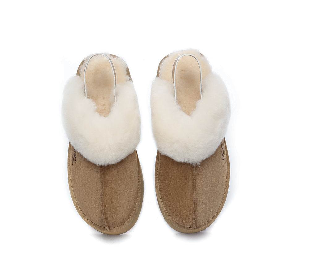 Australian Shepherd UGG Slippers for Women - Slingback Platform Muffin Plus Cozy House Shoes - Perfect for Indoor Lounging & Winter Comfort