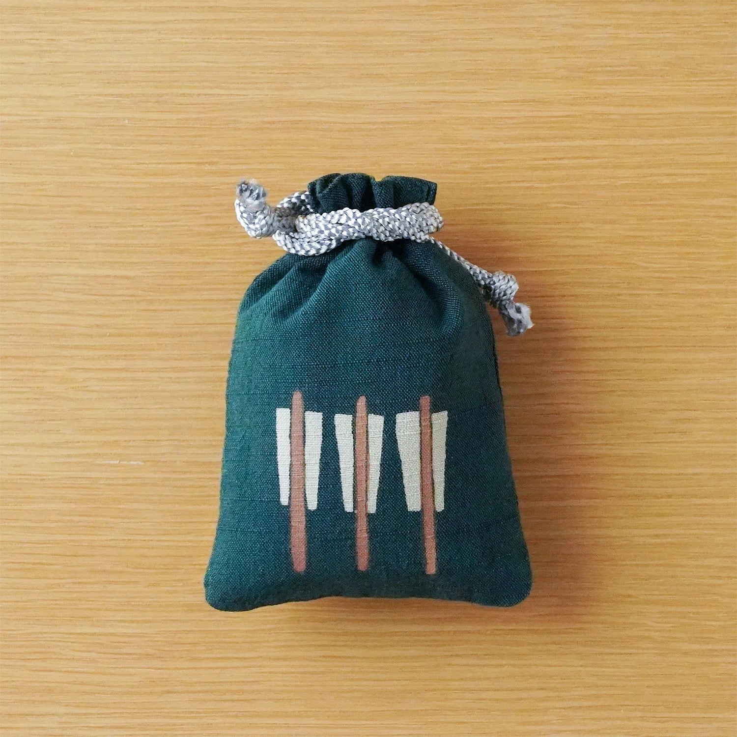 Katazome Small Talisman Bag - Japanese Traditional Craft Drawstring Pouch with Three Folding Fans | Perfect for Gift Giving, Festival Accessories & Cultural Enthusiasts