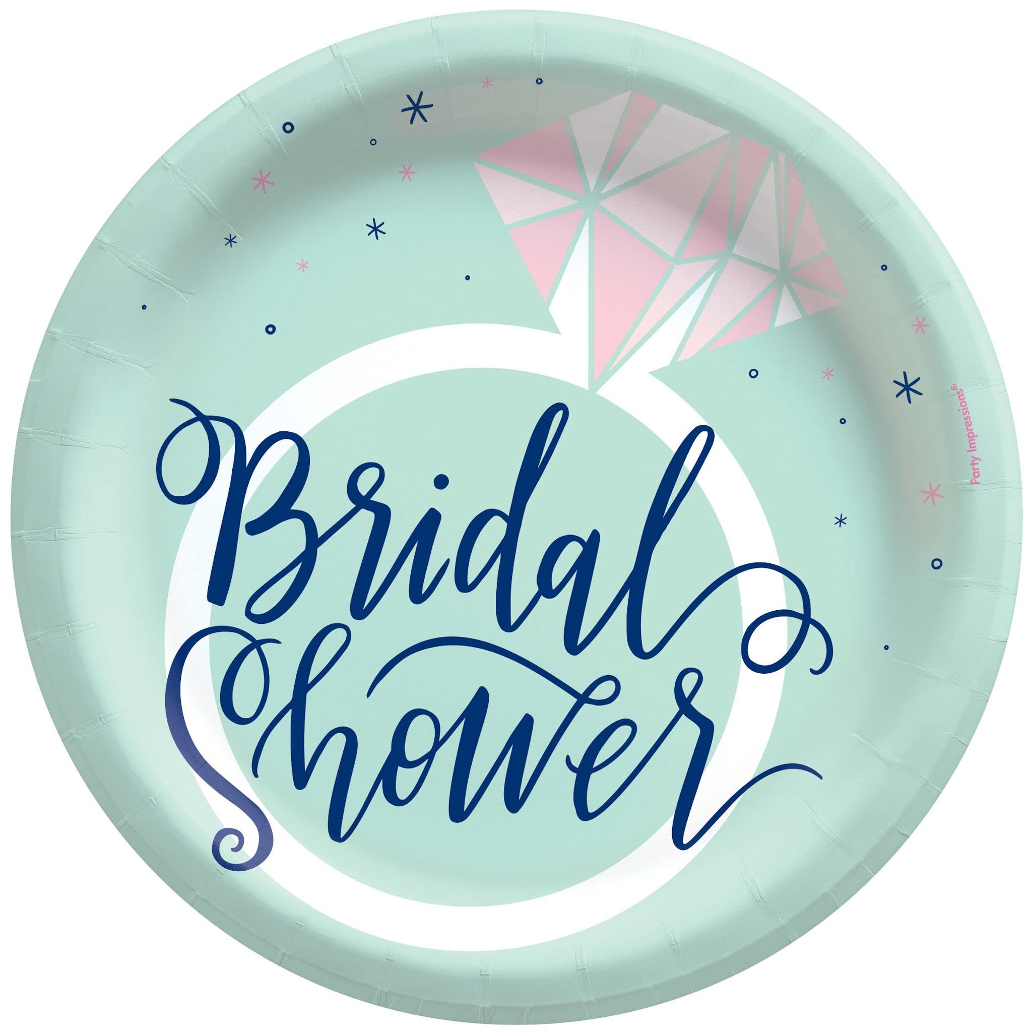 Amscan Mint Green Round Paper Plates for Bridal Showers - Pack of 8, 8.5 Inch Elegant Disposable Plates for Wedding, Baby Shower & Party Decorations - Durable & Stylish Tableware for Special Occasions