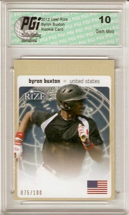 2012 Leaf Rize Byron Buxton World Class SP Gold Rookie Card - Limited Edition of 100 - PGI 10 Gem Mint - Perfect for Baseball Card Collectors & Minnesota Twins Fans - Great for Display, Investment & Memorabilia Collections